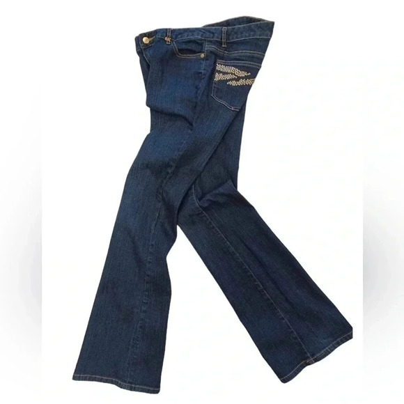 Michael Kors Boot  Cut Dark Wash Embellishments Size 4 - Picture 3 of 9